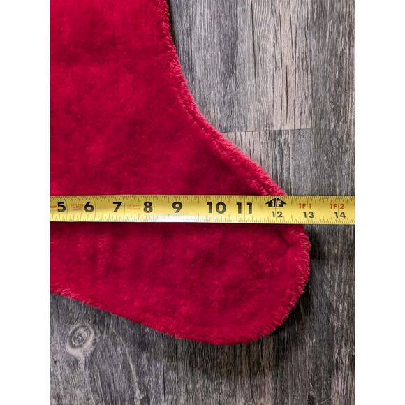 Large Traditional Christmas Stocking Red Faux Fur Top Holiday Decor 30" - Picture 4 of 5